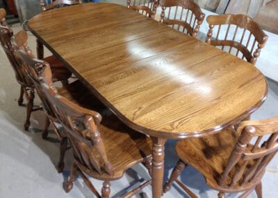 Custom wooden table and chairs at Old Virginia Woodworking.