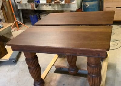 Custom wooden table at Old Virginia Woodworking.