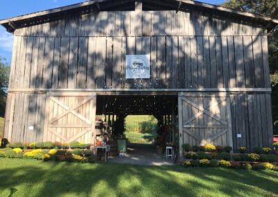 The outside of Pungo Farms barn.